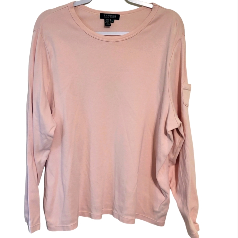 Lauren Ralph Lauren Pink Pullover 100% Cotton, Plus Size 3X